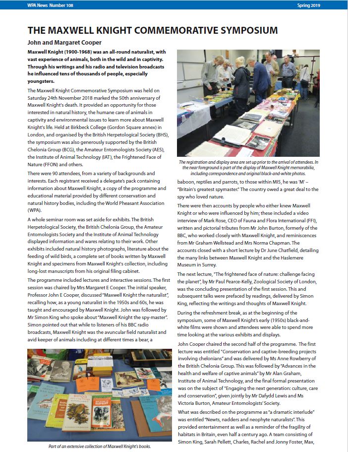 WPA News Spring 2019 Maxwell Knight Symposium 1