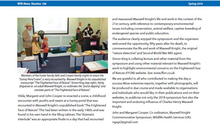 WPA News Spring 2019 Maxwell Knight Symposium 2